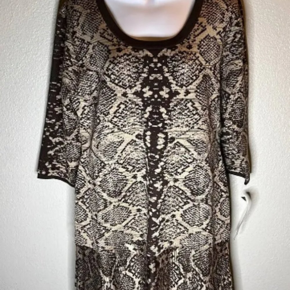 NWT Nina Leonard Brown And Cream Sweater Dress